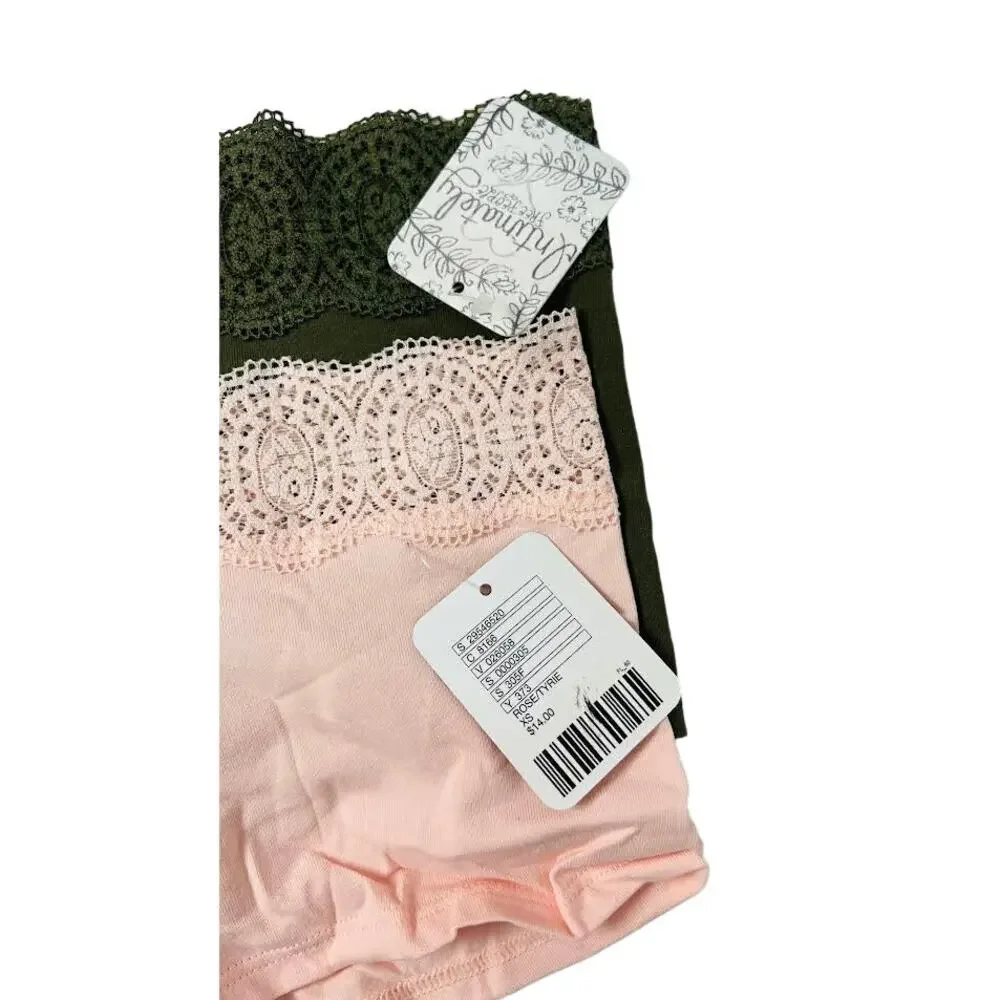 NWT! Free People Cotton Medallion Boyshorts 1MOSS/1PINK XS ( 2-PACK)‎